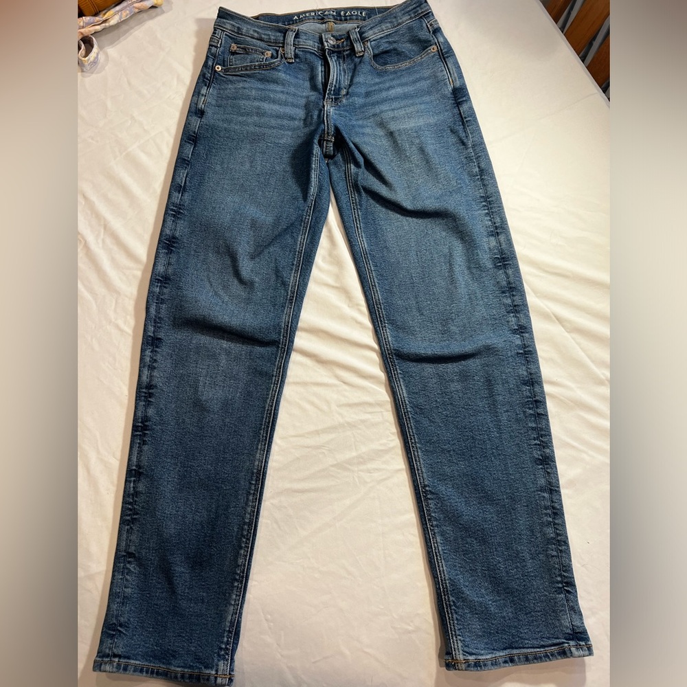 American Eagle, straight leg stretch jeans. Size 0